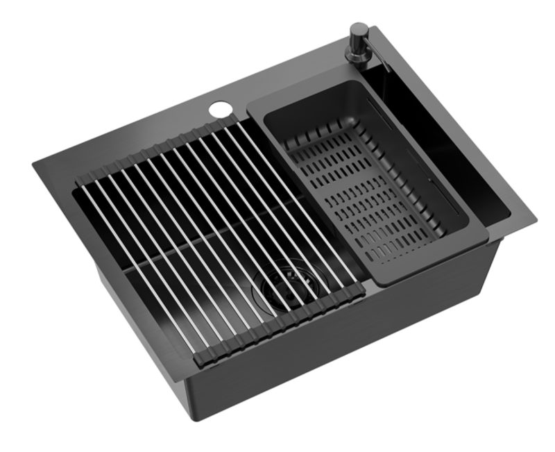 Quadri Dixton 60 musta PVD Nano ruostumaton teräs pesuallas 580x450 mm hanareiällä ja lisävarusteella 1208967195