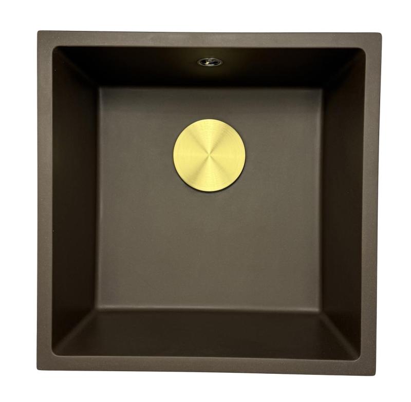 GraniteMy Universal graniittinen kahvila-allas 40x40 cm asennus, upotus ja tasoasennus ruostumattomasta teräksestä valmistetulla tulppalla 1208967212