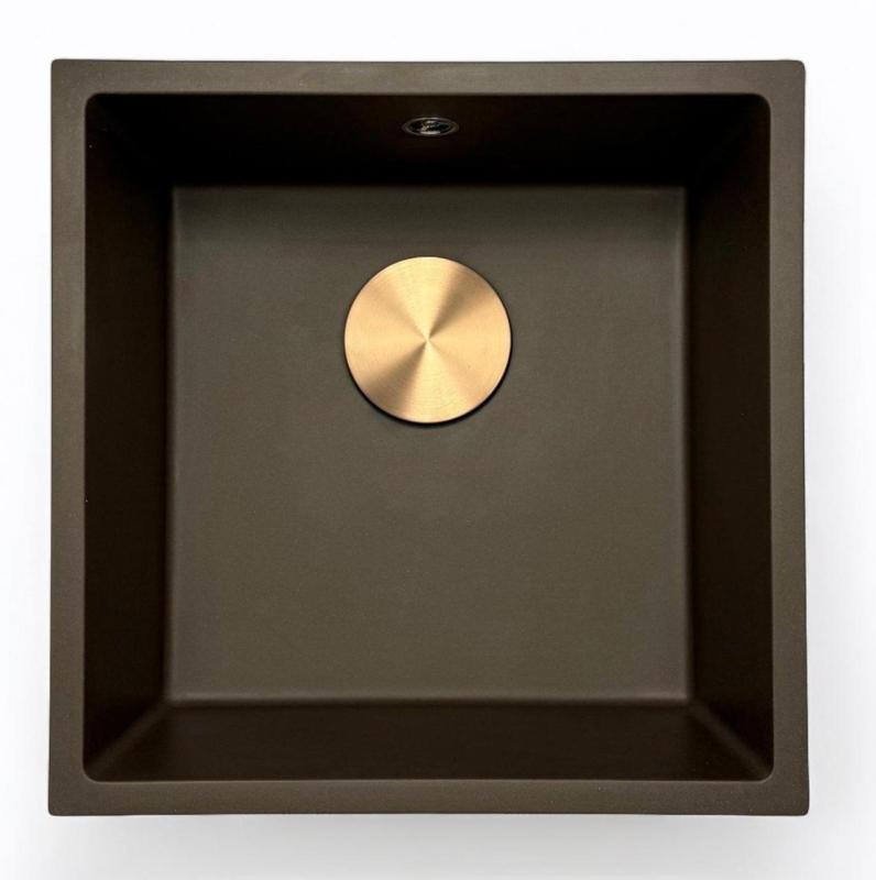 GraniteMy Universal graniittinen kahvila-allas 40x40 cm asennus, upotus ja tasoasennus ruostumattomasta teräksestä valmistetulla tulppalla 1208967212