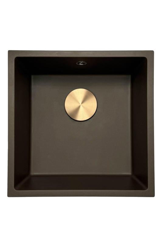 GraniteMy Universal graniittinen kahvila-allas 40x40 cm päällirakenne, alarakenne ja tasorakenne kuparitulppa 1208967217