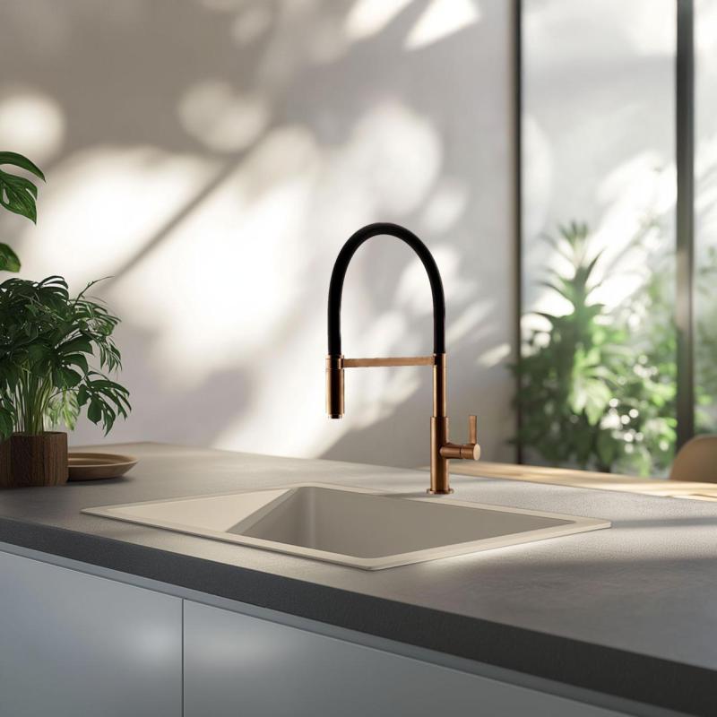 GraniteMy Universal graniittinen beige hiekkainen pesuallas 50x40 cm päällirakennus, alarakennus ja tasorakenne kuparitulppa 1208967221