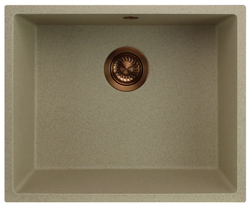 GraniteMy Universal graniittinen beige hiekkainen pesuallas 50x40 cm päällirakennus, alarakennus ja tasorakenne kuparitulppa 1208967221