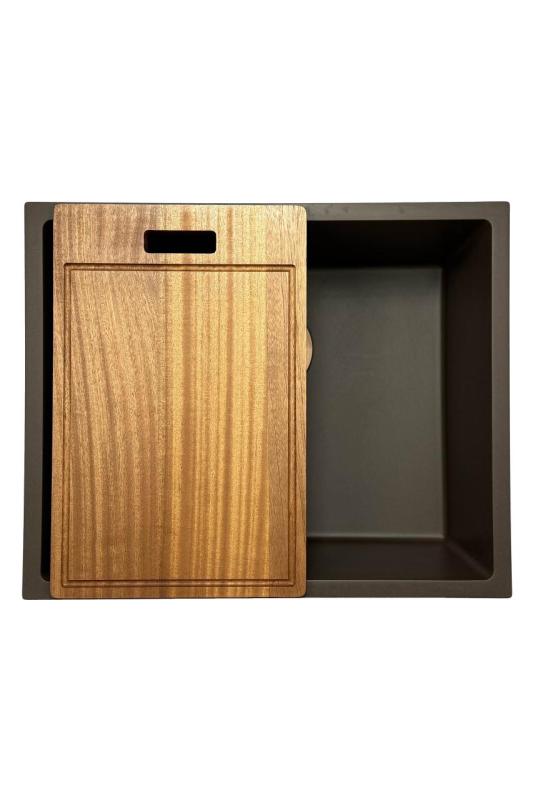 GraniteMy Universele granieten cafés spoelbak 50x40 cm opbouw, onderbouw en vlakbouw met afvoerplug 1208967230