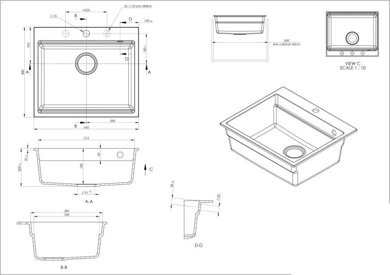 GraniteMy Steam graniittinen pesuallas 56x48 cm musta päällirakenne kultaisella tulppalla sisältää tarvikkeet 1208967235
