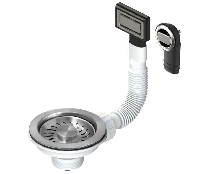 Granitemy pesuallan tulppasarja harjattua ruostumatonta terästä, pesuallas viemärisarja sis. pyöreä ja suorakulmainen ylivuoto 1208967254