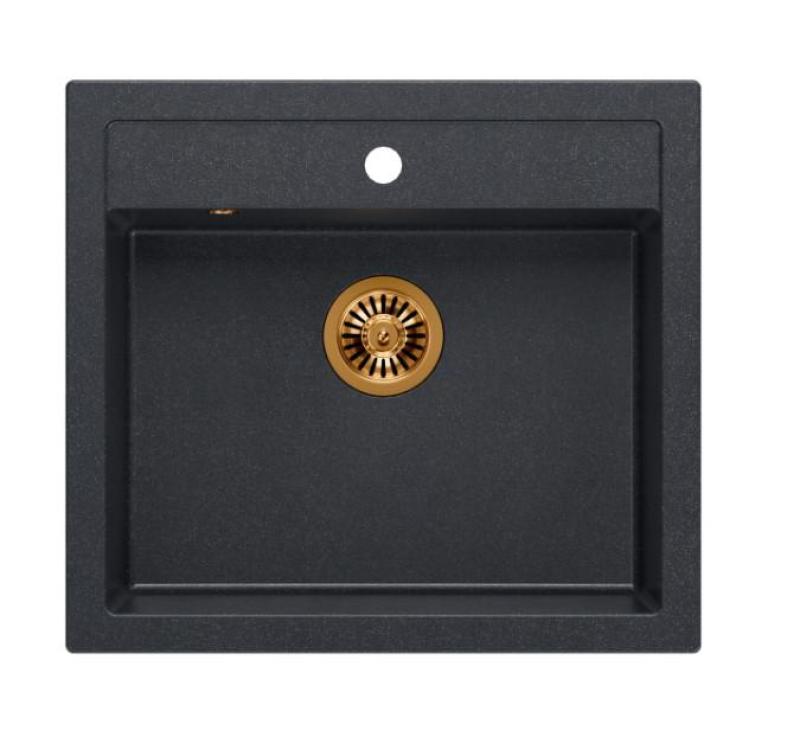 Quadri Maalaistalo maaseudun väli- tai päällystys graniittinen pesuallas antrasiitti kuparisella tulppalla 595x540mm 1208967266