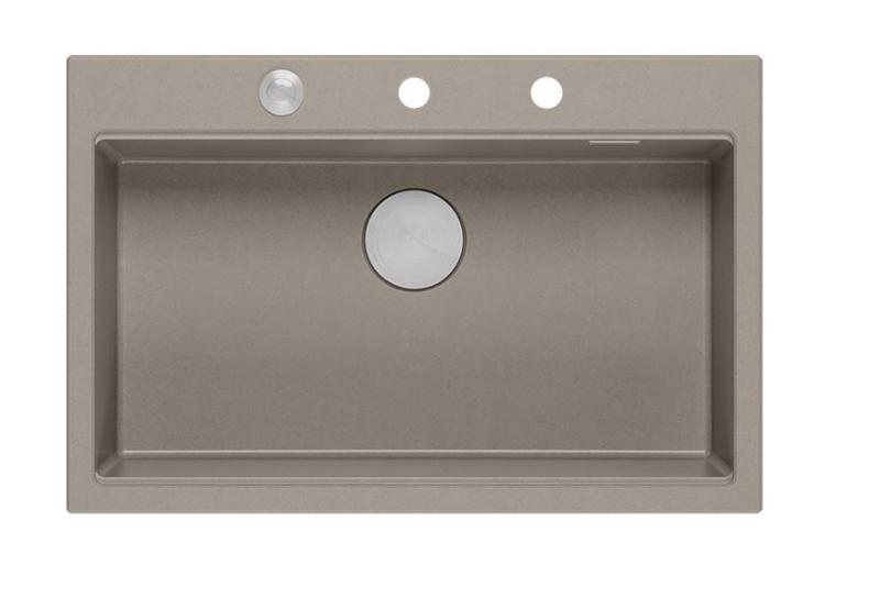 Quadri Hard Rock taupe graniittinen päältä asennettava suuri pesuallas 76x50cm, sisältäen ruostumattomasta teräksestä valmistetun tulpan ja tarvikkeet 1208967270
