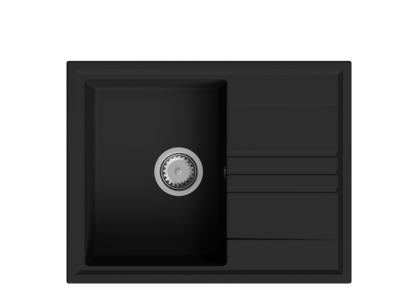 GraniteMy Vesi graniittinen pinta musta pesuallas 64x50cm, jossa on tippuva käänteinen RVS-tulppa 1208967280