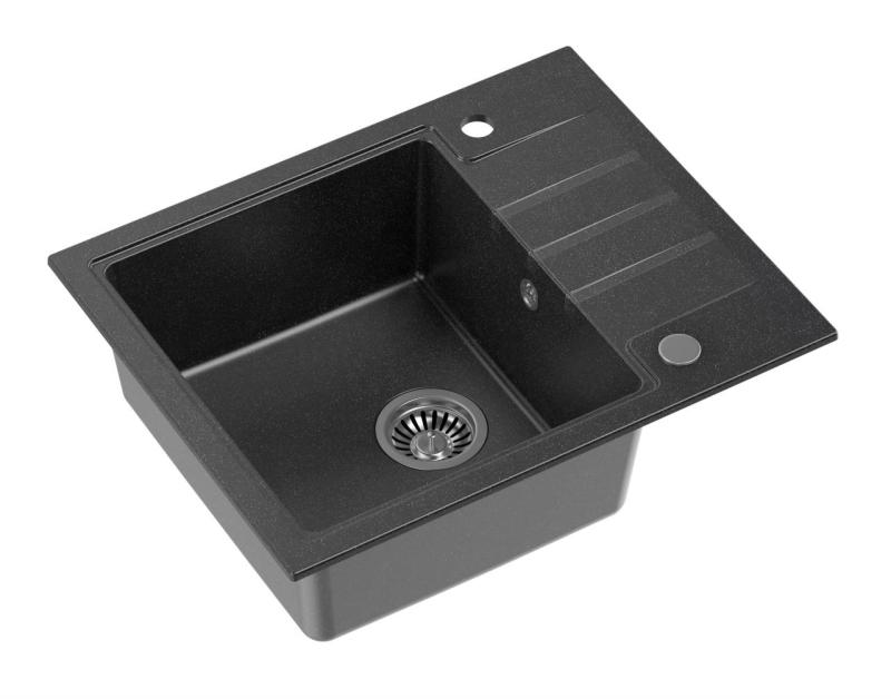 Quadri neuletakki antrasiitti graniittinen tasoon asennettava allas valutustasolla käännettävä 62x50cm 1208967391