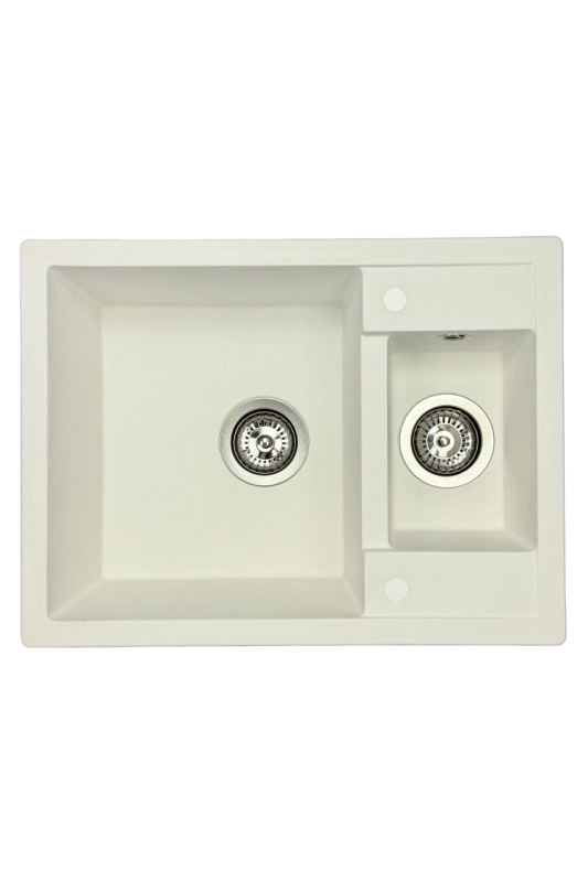 GraniteMy Smart extra matala 1,5 graniittinen pinta-asennettava valkoinen pesuallas 58x44cm 1208967418