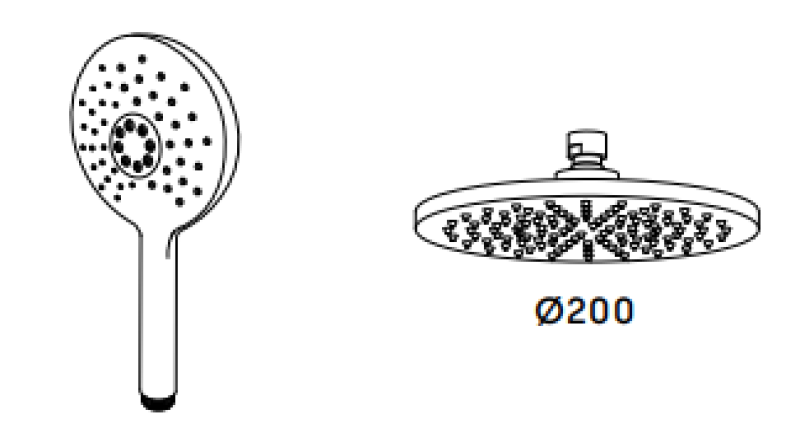 Waterevolution Flow suihkusetti sadesuihkulla, ruostumaton teräs, 200mm T141NRIE