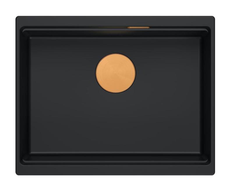 Quadri Newport II graniitti altaan alle asennettava musta pesuallas 560x450mm kuparitulpan ja viemärikannen kanssa 1208967450