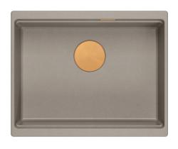 Quadri Newport II graniitti upotettava taupe -pesuallas 560x450mm kuparisella tulpalla ja viemärinsulkijalla 1208967455