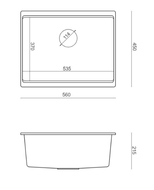 Quadri Newport II graniitti alakaappi harmaa pesuallas 560x450mm  kuparisella tulppa ja viemärikansi 1208967458