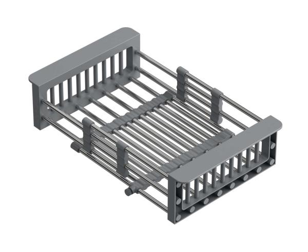 Quadri Universeel uitschuifbare inzetbak inzetmandje of restenmandje roestvrij staal met grijze handgrepen 225mm breed 1208967543