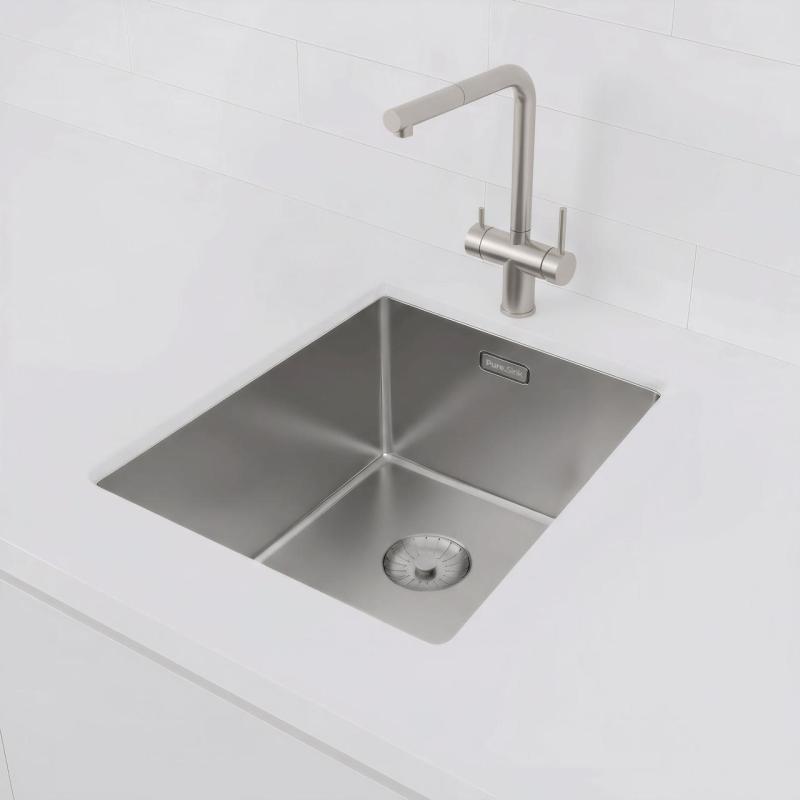 Pure.Sink Prestige ruostumaton teräs pesuallas 34x40 cm 10 mm säde, alapuolinen, tasoon upotettava ja päältä asennettava PPG3440-02.