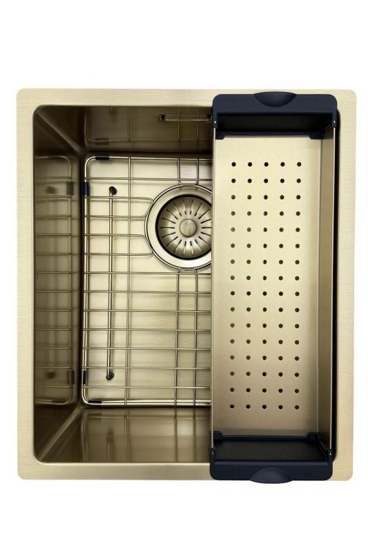 Pure.Sink Prestige allas 34x40 cm PVD Kulta 10 mm säde alapuolinen, tasoon asennettava ja päältä asennettava PPG3440-60