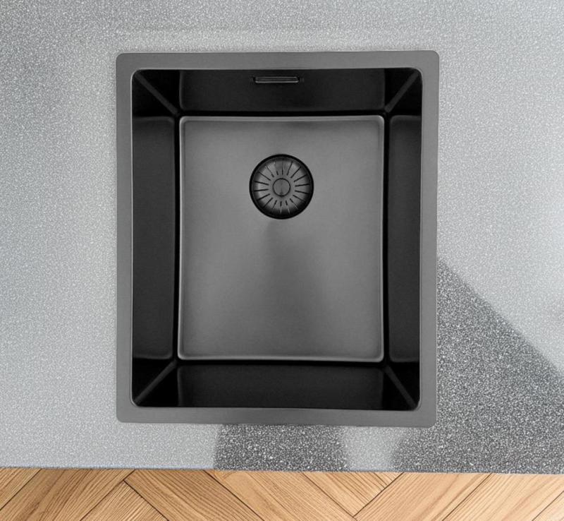 Pure.Sink Prestige pesuallas PVD gun metal 34x40 cm 10 mm säde alapuolinen, tasoon upotettava ja päällä asennettava PPG3440-61