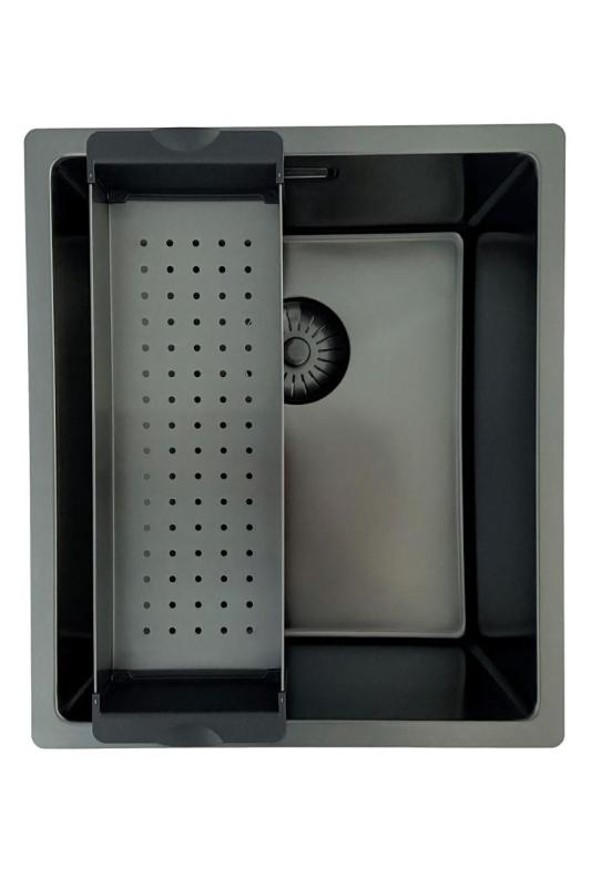 Pure.Sink Prestige pesuallas PVD gun metal 34x40 cm 10 mm säde alapuolinen, tasoon upotettava ja päällä asennettava PPG3440-61