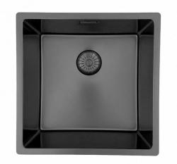 Pure.Sink Prestige -allas 40x40 cm PVD Gun Metal 10 mm säde alapuolinen, tasoon asennettava ja päällä asennettava PPG4040-61.