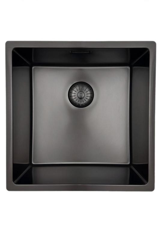 Pure.Sink Prestige -allas 40x40 cm PVD Gun Metal 10 mm säde alapuolinen, tasoon asennettava ja päällä asennettava PPG4040-61.