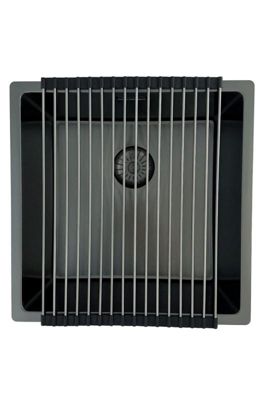 Pure.Sink Prestige -allas 40x40 cm PVD Gun Metal 10 mm säde alapuolinen, tasoon asennettava ja päällä asennettava PPG4040-61.