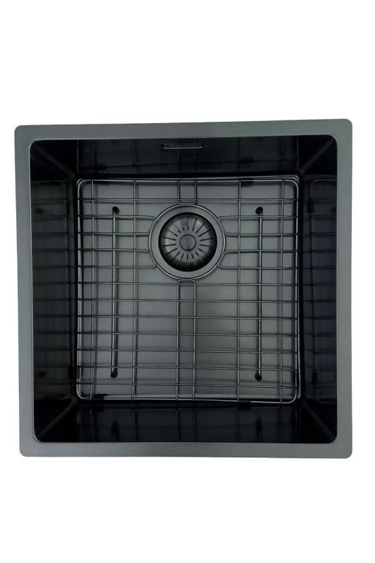 Pure.Sink Prestige -allas 40x40 cm PVD Gun Metal 10 mm säde alapuolinen, tasoon asennettava ja päällä asennettava PPG4040-61.