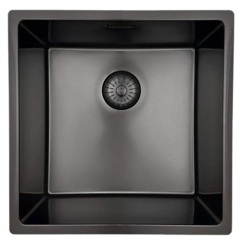 Pure.Sink Prestige -allas 40x40 cm PVD Gun Metal 10 mm säde alapuolinen, tasoon asennettava ja päällä asennettava PPG4040-61.