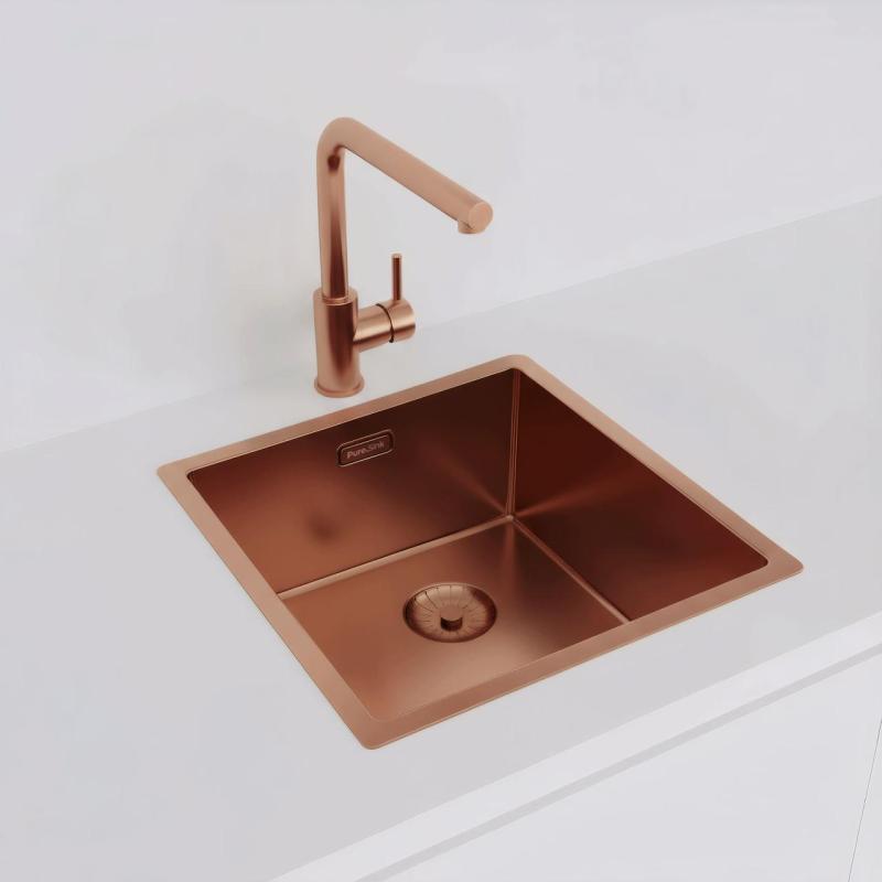 Pure.Sink Prestige pesuallas 40x40 cm PVD Kupari 10mm säde upotettava, tasoon upotettava ja päälle asennettava PPG4040-62