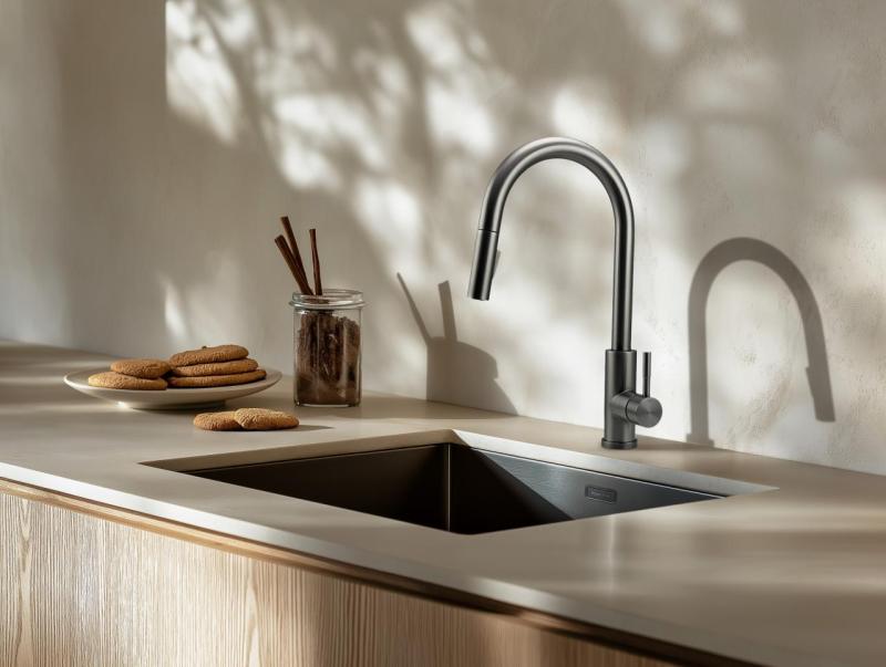 Pure.Sink Prestige -allas 50x40 cm PVD Gun Metal 10 mm säde, alapuolinen, tasoon asennettava ja päälle asennettava PPG5040-61.