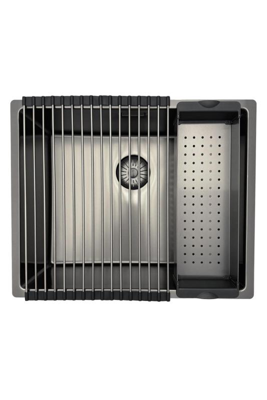 Pure.Sink Prestige -allas 50x40 cm PVD Gun Metal 10 mm säde, alapuolinen, tasoon asennettava ja päälle asennettava PPG5040-61.