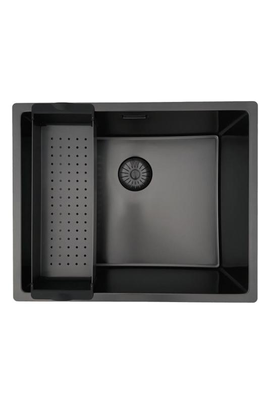 Pure.Sink Prestige -allas 50x40 cm PVD Gun Metal 10 mm säde, alapuolinen, tasoon asennettava ja päälle asennettava PPG5040-61.