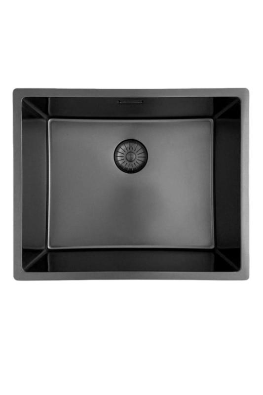 Pure.Sink Prestige -allas 50x40 cm PVD Gun Metal 10 mm säde, alapuolinen, tasoon asennettava ja päälle asennettava PPG5040-61.