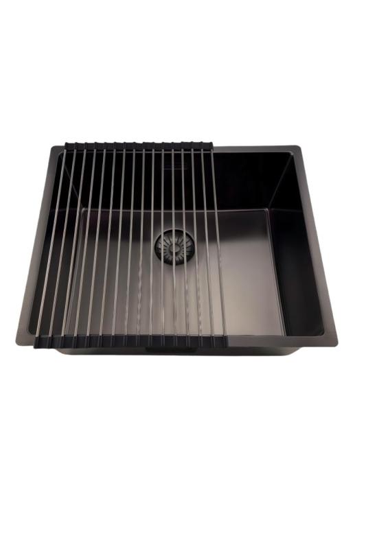 Pure.Sink Prestige -allas 50x40 cm PVD Gun Metal 10 mm säde, alapuolinen, tasoon asennettava ja päälle asennettava PPG5040-61.