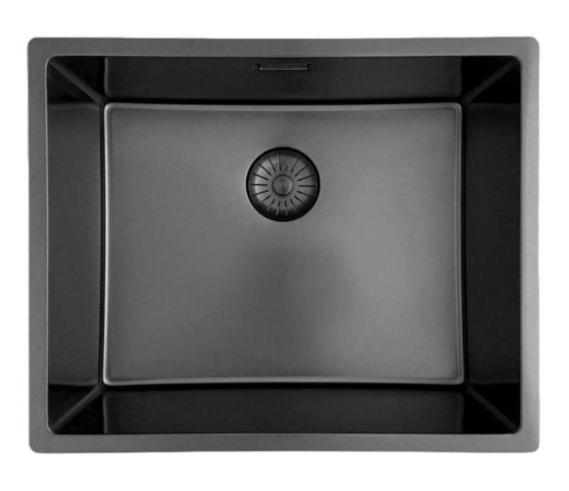 Pure.Sink Prestige -allas 50x40 cm PVD Gun Metal 10 mm säde, alapuolinen, tasoon asennettava ja päälle asennettava PPG5040-61.