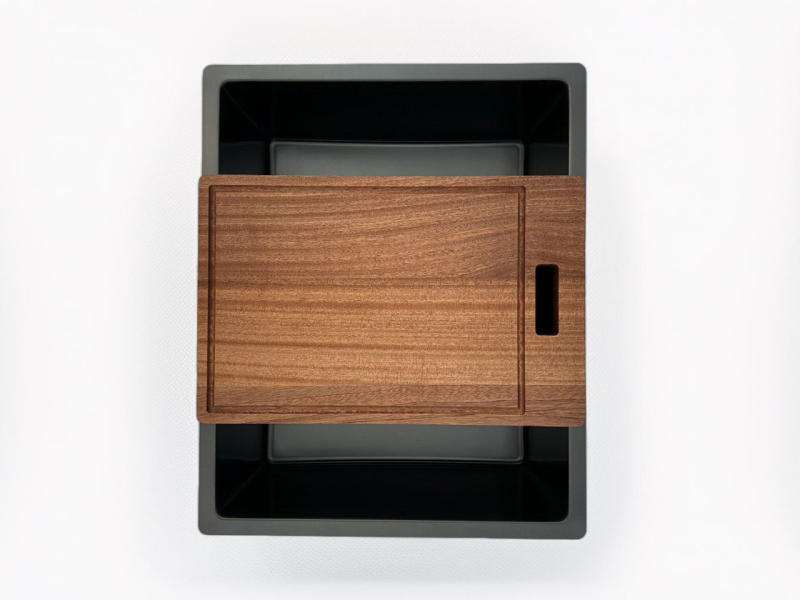 Pure.Sink Prestige -allas 50x40 cm PVD Gun Metal 10 mm säde, alapuolinen, tasoon asennettava ja päälle asennettava PPG5040-61.