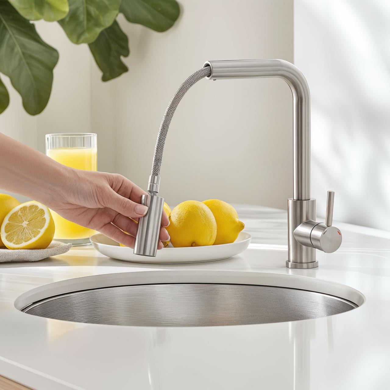 Pure.Sink Elite Steel Spark-S keittiöhana ruostumattomasta teräksestä, ulosvedettävällä juoksuputkella PS8041-02 - Productafbeelding 2