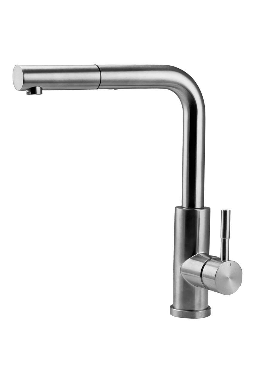 Pure.Sink Elite Steel Spark-S keittiöhana ruostumattomasta teräksestä, ulosvedettävällä juoksuputkella PS8041-02 - Productafbeelding
