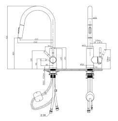 Pure.Sink Elite Steel Stream-S keittiöhana Mattamusta ulosvedettävällä juoksuputkella PS8045-10