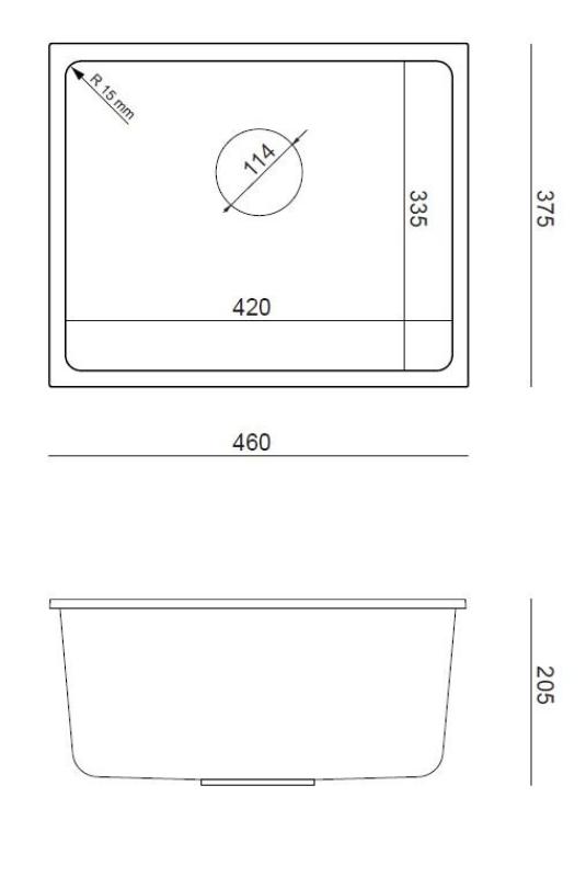 Quadri Elston Harmaa Graniitti Altaan Alapuolinen Pesuallas 420x335mm ruostumattomasta teräksestä valmistetulla tulppalla 1208967775
