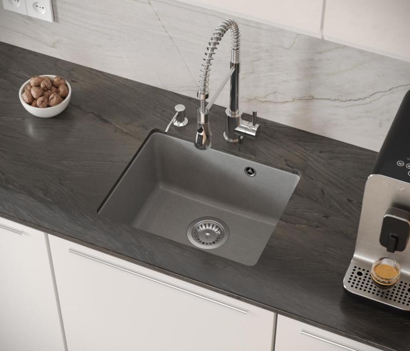 Quadri Elston Harmaa Graniitti Altaan Alapuolinen Pesuallas 420x335mm ruostumattomasta teräksestä valmistetulla tulppalla 1208967775