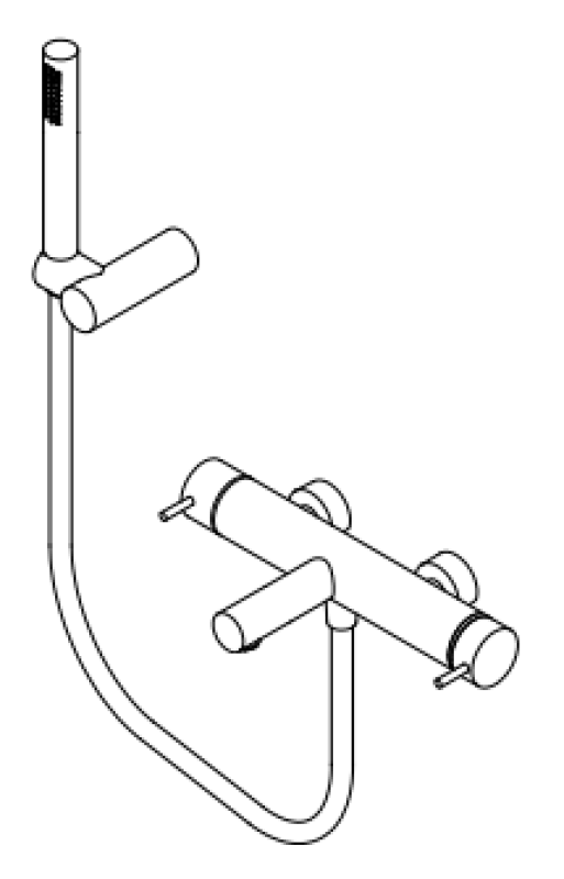 Waterevolution Flow tweerichtingsdouchekraan met handdouche messing natuur T130NLE