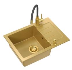 Quadri Kendal Set met Keukenkraan met Flexibele Uitloop, Vloeistofdispenser en Granieten Goud kleurige Spoelbak 60x44 cm met Afdruipgedeelte - 1208967839

Quadri Kendal -setti, jossa on joust