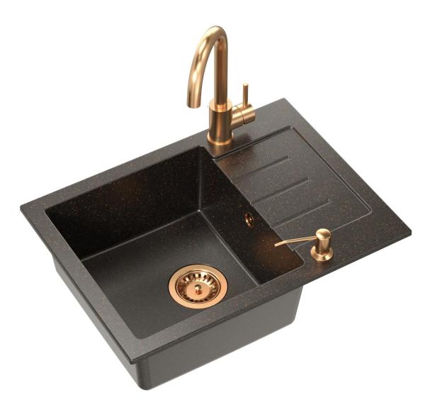 Quadri Kendal Set met Keukenkraan, Vloeistofdispenser en Granieten Antraciet Koperkleurige Spoelbak 60x44 cm met Afdruipgedeelte en Koperen plug en Orveloop- 1208967841

Quadri Kendal -sarja,