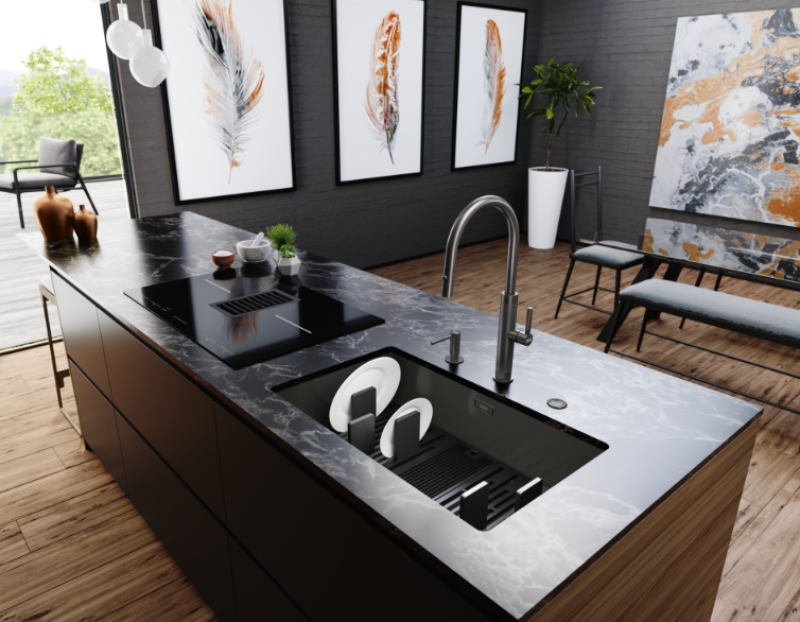 Franke Mythos Masterpiece Keittiöhana Antrasiitti J-putkella ja Ulosvedettävällä Suihkupäällä - 115.0711.555