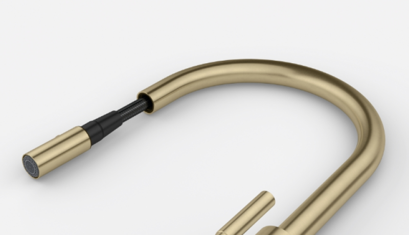 Franke Mythos Masterpiece Keittiöhana Kulta J-mallin juoksuputkella ja ulosvedettävällä suihkupäällä - 115.0711.558