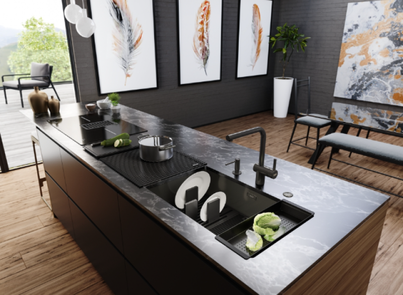 Franke Mythos Masterpiece BXM 210.68 Suuri Gun Metal Allas PVD Antrasiitti 685x410mm Tasoasennus ja Alasasennus - 127.0676.885