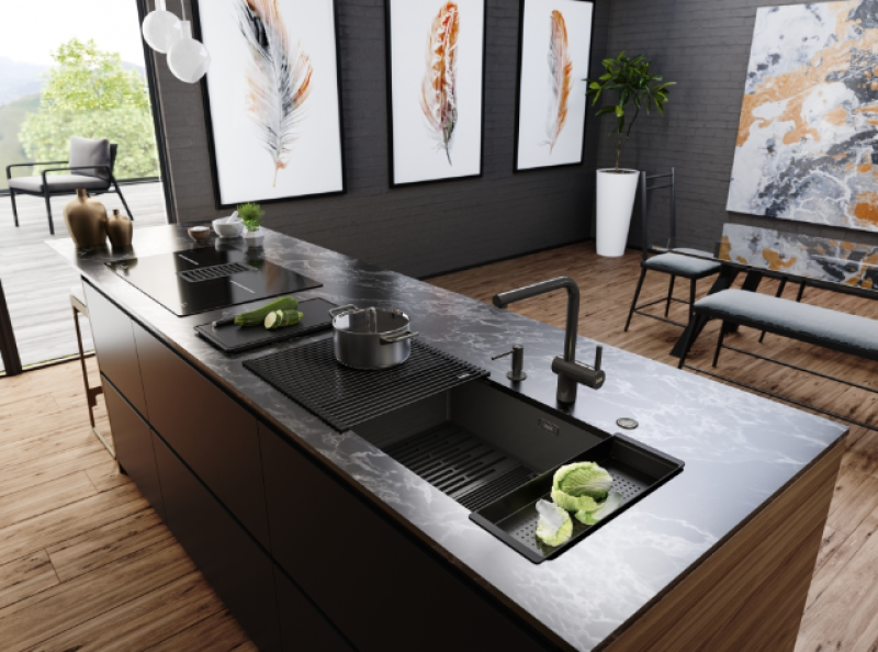 Franke Mythos Masterpiece BXM 210.68 Suuri Gun Metal Allas PVD Antrasiitti 685x410mm Tasoasennus ja Alasasennus - 127.0676.885