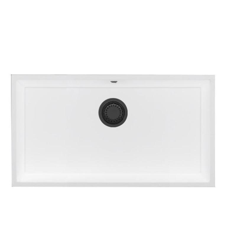 GraniteMy Universal Suuri Valkoinen Graniitti Pesuallas 74x40 cm gun metal -tulpalla - 1208967895