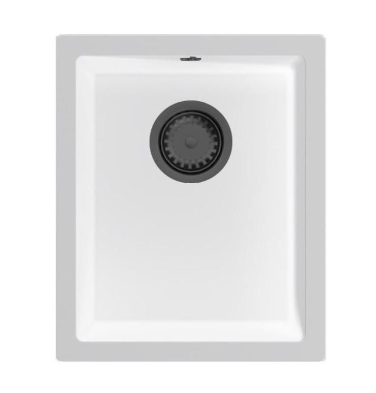 GraniteMy Universal Valkoinen graniittinen pesuallas 34x40 cm, valkoinen, pinta-asennus, alakaappi ja tasoasennus, gun metal -tulppa 1208967904